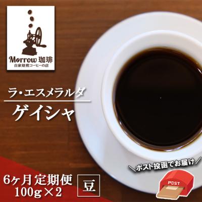 ふるさと納税 小郡市 コーヒー 定期便6ヶ月 高品質 珈琲の一つ ゲイシャ 100g×2 豆[No5354-0426]
