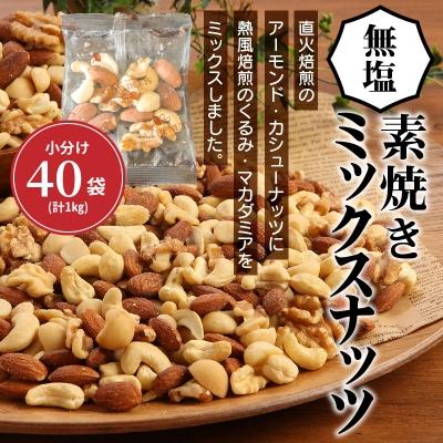 ふるさと納税 碧南市 無塩の素焼きミックスナッツ 小分け40袋(計1kg)