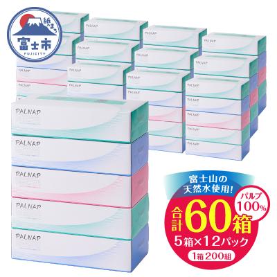 ふるさと納税 富士市 ボックスティッシュ 60箱 スリムパルナップ ティッシュペーパー 日用品 ティッシュ(a1086)