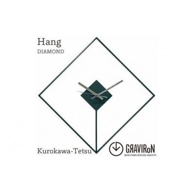 ふるさと納税 幸田町 GRAVIRoN Hang DIAMOND 黒皮鉄(ひっ掛け時計) 420×420mm 250g