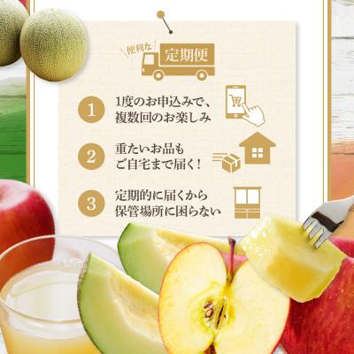 ふるさと納税 五所川原市 【7月発送開始】おいしい3種類 ☆ フルーツ定期便 【3回】 りんごジュース メロン りんご_2