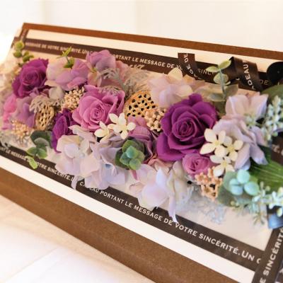 ふるさと納税 小郡市 プリザーブドフラワー ホワイトウッドフレーム ケース付き パープル[No5354-0402]