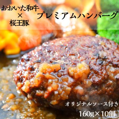 ふるさと納税 国東市 おおいた和牛と桜王豚を使った大分プレミアムハンバーグ1.6kg!(160g×10個)_1821R