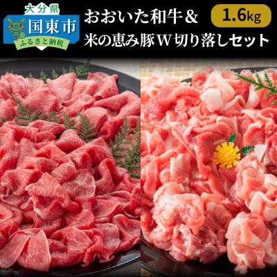 ふるさと納税 国東市 おおいた和牛&amp;米の恵み豚W切り落しセット1.6kg_1214R
