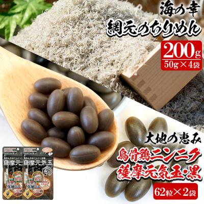 ふるさと納税 いちき串木野市 薩摩元気玉・黒(62粒入×2袋)と網元ちりめん(50g×4袋)の健康志向セット