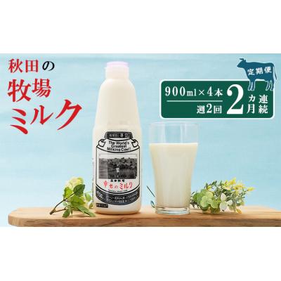 ふるさと納税 にかほ市 隔週でお届け 幸せのミルク 900ml×4本×2ヶ月 定期便