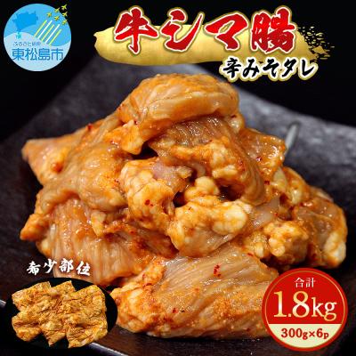 ふるさと納税 東松島市 希少 牛シマ腸 辛みそ 1.8kg(300g×6P) 小分けパック