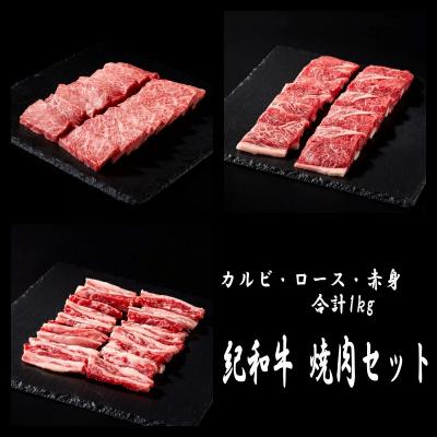 ふるさと納税 紀宝町 紀和牛 焼肉セット 計1kg(ロース・赤身・カルビ入)[冷凍][tnk131-2]