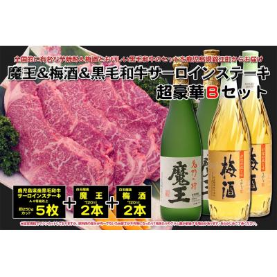 ふるさと納税 錦江町 [3ヶ月定期便]鹿児島黒牛サーロインステーキ&amp;魔王&amp;梅酒 Bセット(TK-133-1)