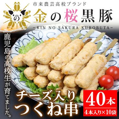 ふるさと納税 いちき串木野市 金の桜黒豚チーズ入りつくね串40本!(35g×4本×10袋)