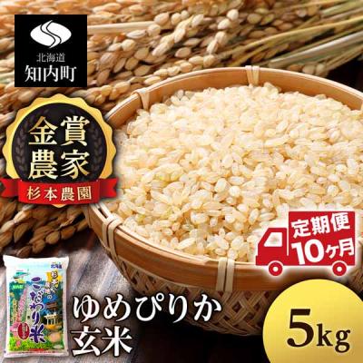 ふるさと納税 知内町 [令和7年産][定期便 10カ月]ゆめぴりか 玄米 5kg [杉本農園]