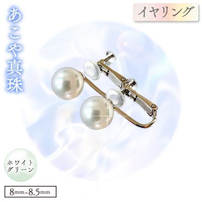 ふるさと納税 笠岡市 あこや真珠(ホワイトグリーンのイヤリング8.0mm〜8.5mm)ケース付き[F-02-WG ER]