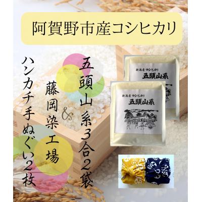 ふるさと納税 阿賀野市 [令和7年産新米]「米屋のこだわり阿賀野市産」亀紺屋コラボ!ハンカチ包みコシヒカリ