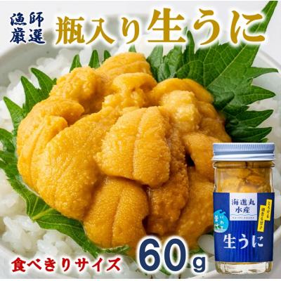 ふるさと納税 普代村 [期間限定][漁師厳選] 普代産 生うに60g 瓶入り ミョウバン不使用 塩水