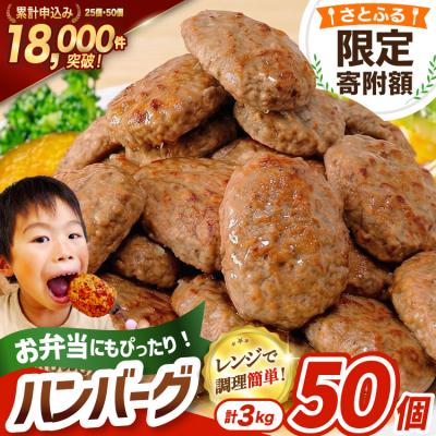 ふるさと納税 気仙沼市 [さとふる限定寄附額][期間限定]レンジで簡単 ハンバーグ 50個 3kg 
