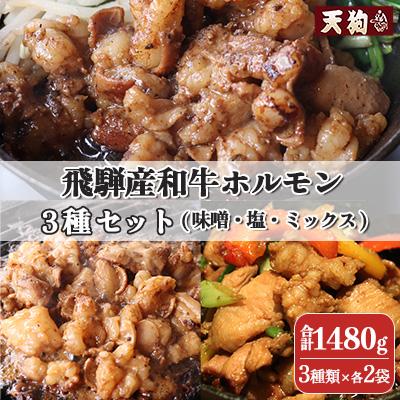 ふるさと納税 下呂市 和牛ホルモン3種 味噌・塩・ミックスホルモン各2袋セット[11-71]