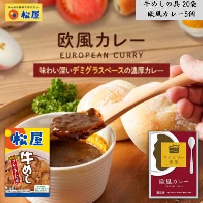 ふるさと納税 嵐山町 松屋 牛めしの具プレミアム仕様20個 欧風カレー5個 冷凍 牛丼 カレー