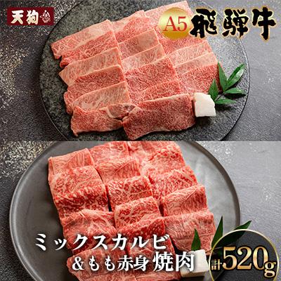 ふるさと納税 下呂市 A5 飛騨牛ミックスカルビ&amp;もも赤身焼肉 計520g[11-1012]