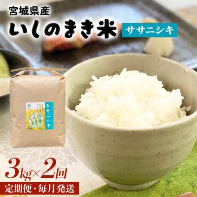 ふるさと納税 石巻市 <定期便2回・毎月発送> ササニシキ いしのまき産米 精米 6kg 3kg×2回 石巻
