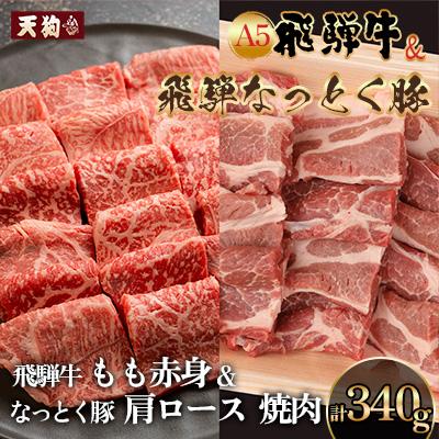 ふるさと納税 下呂市 飛騨牛&amp;納豆喰豚 焼肉用牛もも・豚肩ロース各170g[11-1028]
