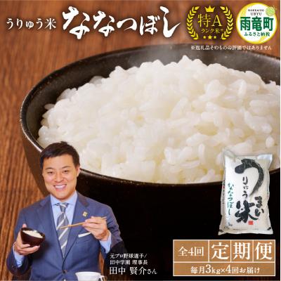 ふるさと納税 雨竜町 [定期便全4回]令和5年産 うりゅう米 ななつぼし 3kg(3kg×1袋)毎月1回お届け