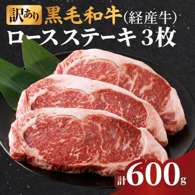 ふるさと納税 都農町 ≪訳あり≫黒毛和牛(経産牛)ロースステーキ(計600g) 国産