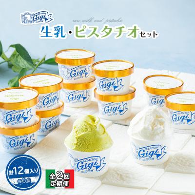 ふるさと納税 恵庭市 定期全2回生乳イタリアンジェラート,イタリア産ピスタチオ各6個:計12個