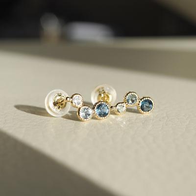 ふるさと納税 甲府市 【ジュエリー】K18 イエローゴールド 3種類 ブルートパーズ ピアス 保証書付 SIA-2744の画像