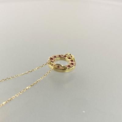 ふるさと納税 甲府市 K18YG　ルビー　サファイヤ　ダイヤモンド　サークルペンダント　K05123-H_2