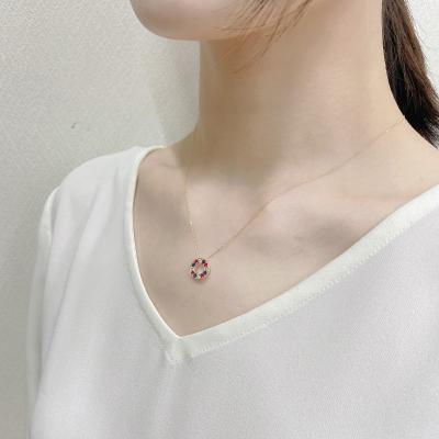 ふるさと納税 甲府市 K18YG　ルビー　サファイヤ　ダイヤモンド　サークルペンダント　K05123-H_3