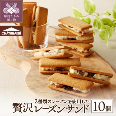 ふるさと納税 甲府市 [シャトレーゼ] 山梨県 限定 レーズンサンド10個 贅沢2種レーズン使用