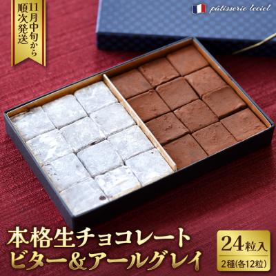 ふるさと納税 河北町 本格生チョコレート ビター&amp;アールグレイ 24粒入り