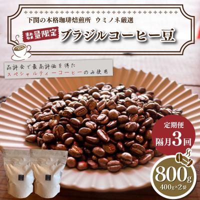 ふるさと納税 下関市 [定期便]訳あり コーヒー豆 800g(400g×2袋) ブラジル 隔月3回 EW156-x