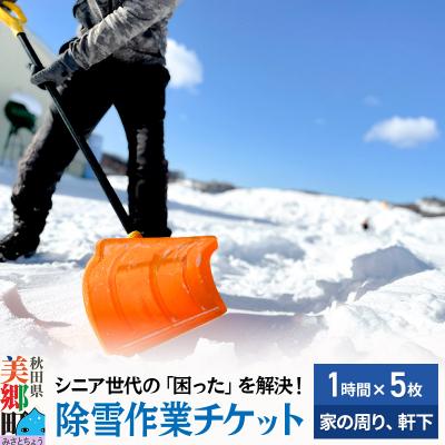 ふるさと納税 美郷町 除雪サービス利用チケット1時間×5枚[家の周りの除雪作業に利用可能]|01_aom-050501