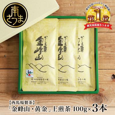 ふるさと納税 南さつま市 [西馬場製茶]かごしま茶「金峰山・黄金」3本セット(100g×3) 上煎茶