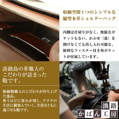 ふるさと納税 淡路市 本革仕様のB5縦型収納ショルダーバッグ【ビートルショルダー】(ダークブラウン)　ay10295の画像