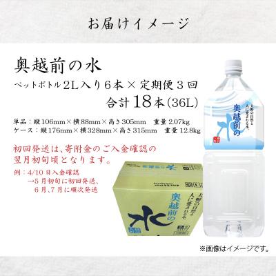 ふるさと納税 大野市 【3ヶ月連続お届け】奥越前の水 PET2L×6本 計3回の画像