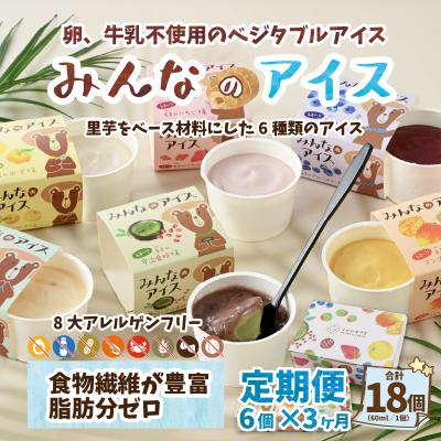 ふるさと納税 大野市 [3ヶ月定期便] みんなの アイス 6個セット( アレルギー特定原材料8品目不使用 )