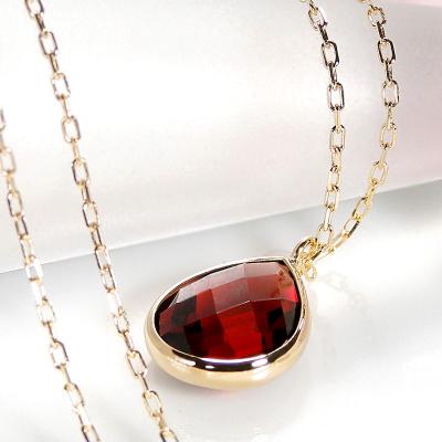 ふるさと納税 甲府市 K18YG ペアシェイプ ガーネット ネックレス