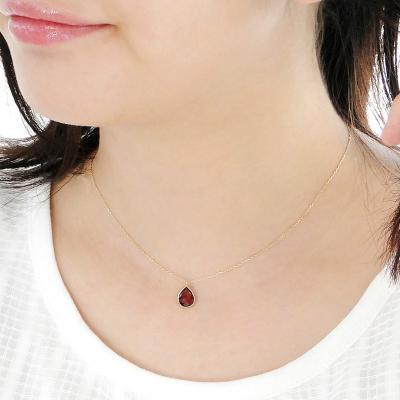 ふるさと納税 甲府市 K18YG ペアシェイプ ガーネット ネックレス