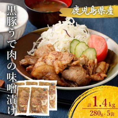 ふるさと納税 薩摩川内市 鹿児島県産 黒豚うで肉の味噌漬け5袋 合計1.4kg AS-098