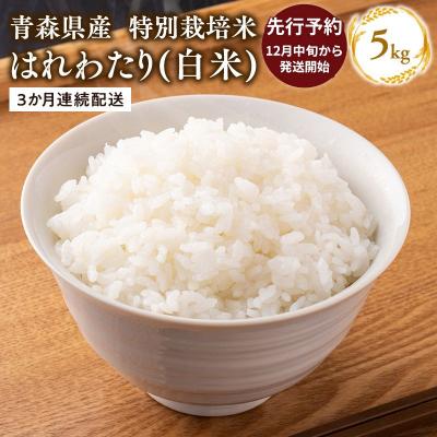 ふるさと納税 平川市 [令和8年産 配送時期:2026年12月中旬〜]3ヶ月定期便特別栽培米 はれわたり白米5kg