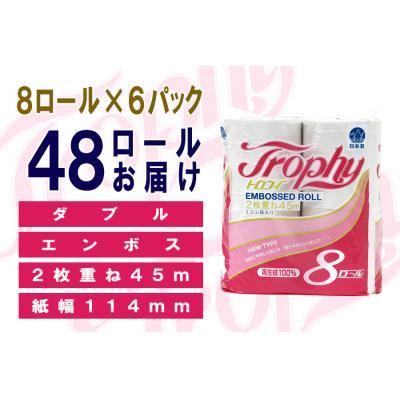 ふるさと納税 富士市 定期便 【全4回】トイレットペーパー ダブル 8個×6パック トロフィー [sf077-085]の画像