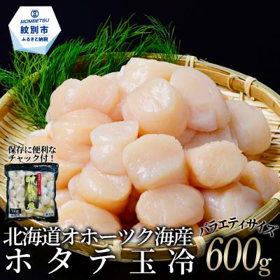ふるさと納税 紋別市 北海道オホーツク海産ホタテ玉冷バラエティサイズ(600g)| 訳あり サイズ不揃い | 