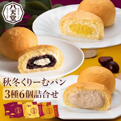 ふるさと納税 三原市 [八天堂]季節限定・先行受付 秋冬くりーむパン3種6個詰合せ お菓子 おやつ[015-047]