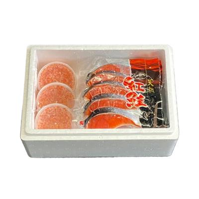 ふるさと納税 根室市 甘塩紅鮭5切×5P、いくら醤油漬け100g×3P F-30003の画像