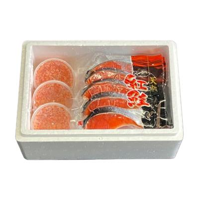 ふるさと納税 根室市 甘塩紅鮭5切×5P、いくら醤油漬け100g×3P F-36003の画像