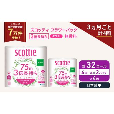 ふるさと納税 岩沼市 定期便 ちり紙 ダブル 3倍 持ちこたえる 4R入×2P《計4回》[No.5704-1083]