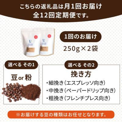 ふるさと納税 糸島市 【全12回定期便】種類おまかせ中煎りコーヒー定期便【選べる豆or粉[AQF017]の画像