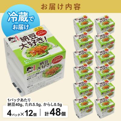 ふるさと納税 美郷町 ヤマダフーズ 納豆大好きまろやかひきわりミニ4パック×12個(計48個)|01_ymf-194801の画像